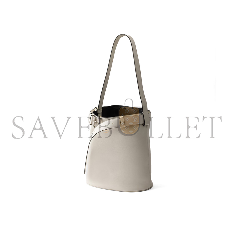 PRADA BUCKLE LEATHER BUCKET BAG WITH BELT 1BE085 (29*26.5*18cm)
